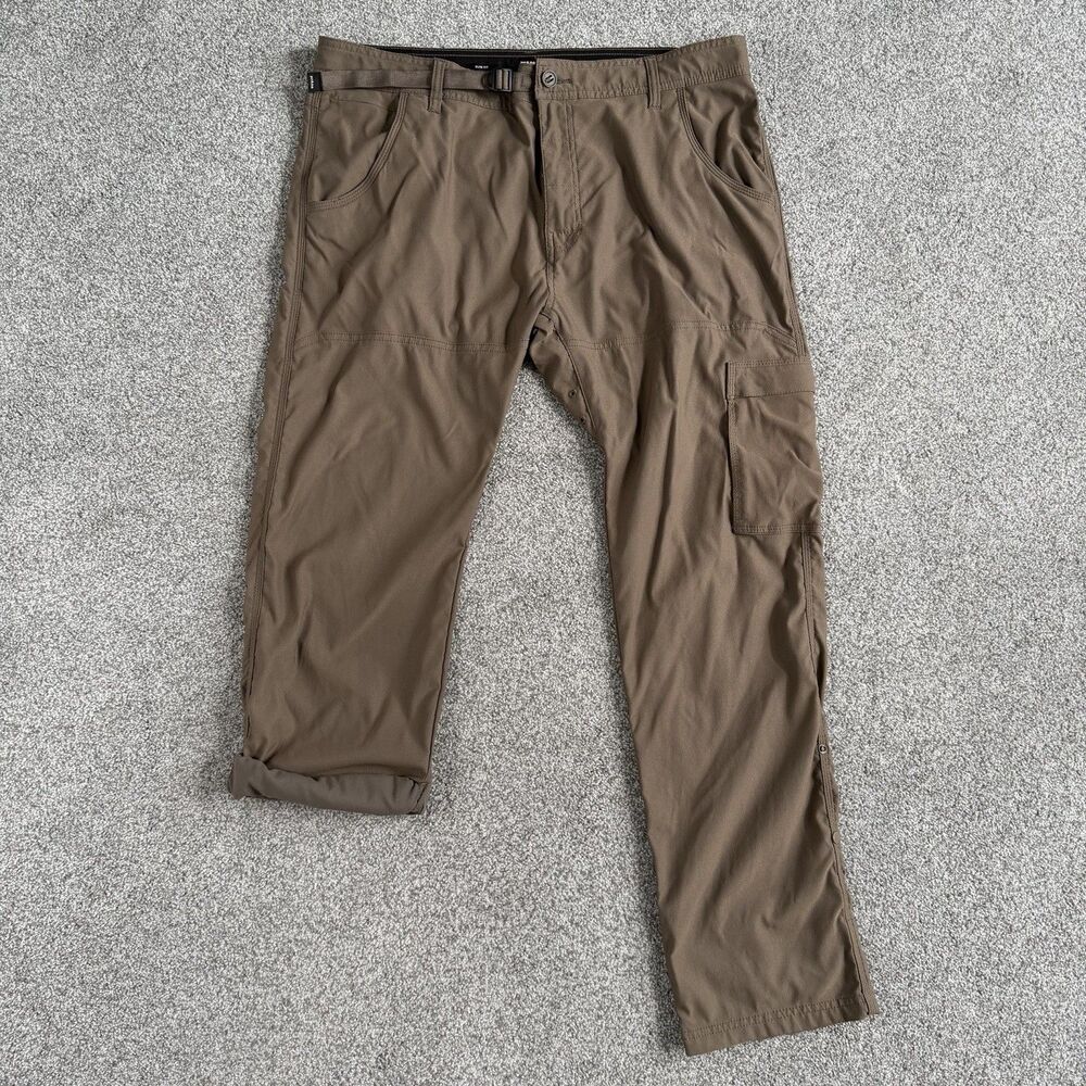 prAna Stretch Zion Slim Fit Pants Roll Up Hiking Climbing Men’s Brown Size 38x32